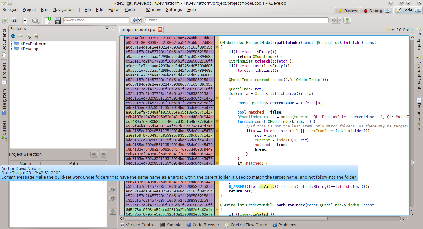KDevelop Annotation View
